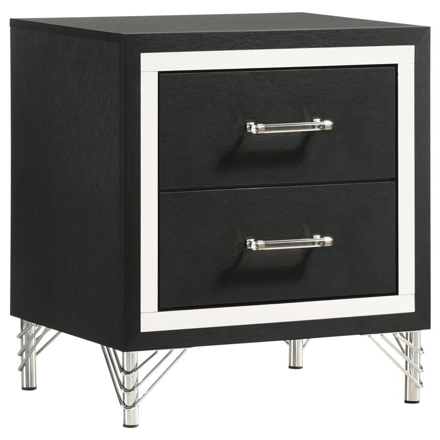 (image for) Lucia 2-drawer Nightstand Bedside Table Black