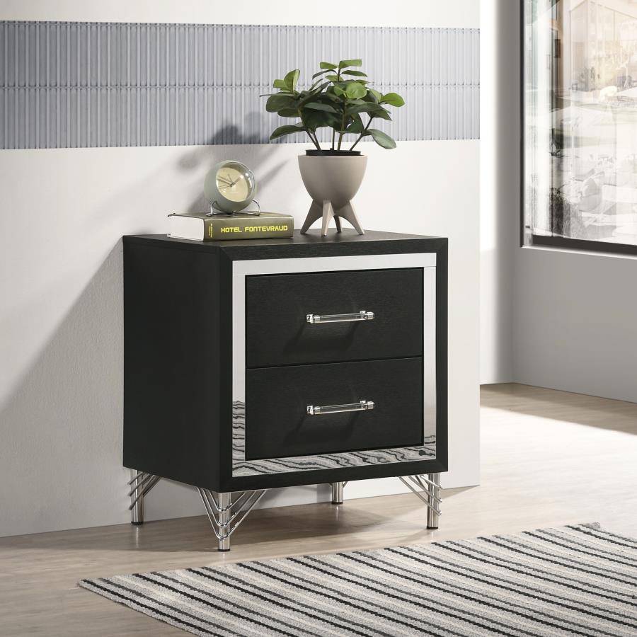 (image for) Lucia 2-drawer Nightstand Bedside Table Black