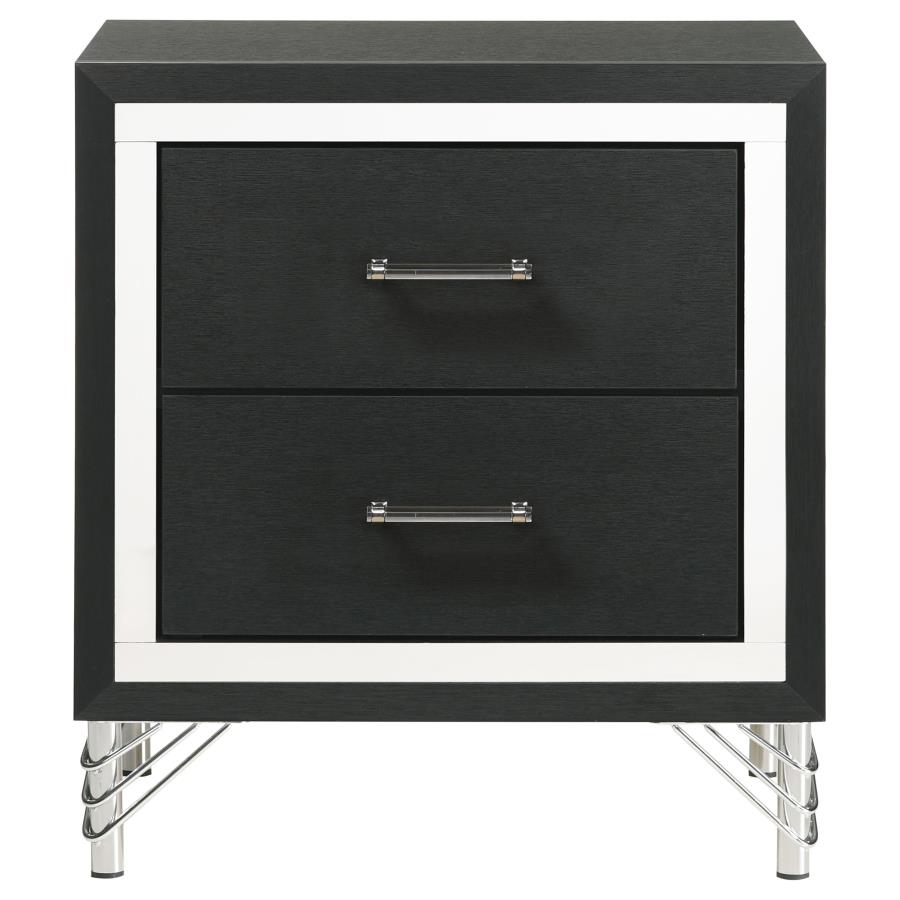 (image for) Lucia 2-drawer Nightstand Bedside Table Black