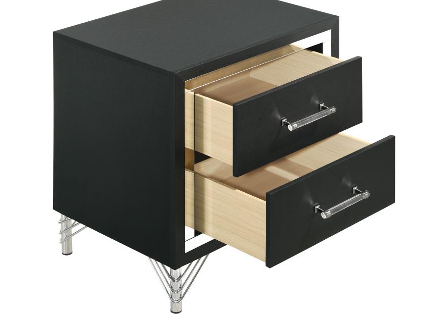 (image for) Lucia 2-drawer Nightstand Bedside Table Black