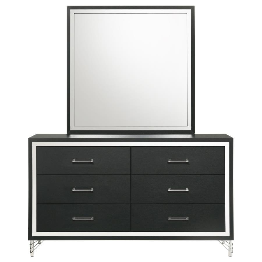 (image for) Lucia 6-drawer Dresser and Mirror Black