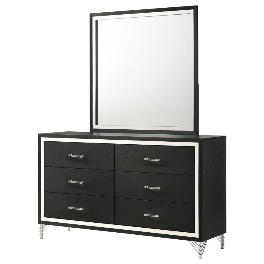 (image for) Lucia 6-drawer Dresser and Mirror Black