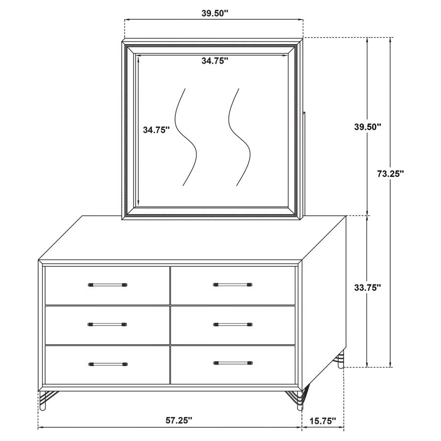 (image for) Lucia 6-drawer Dresser and Mirror Black