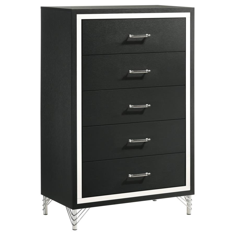 (image for) Lucia 5-drawer Bedroom Chest of Drawers Black - Click Image to Close