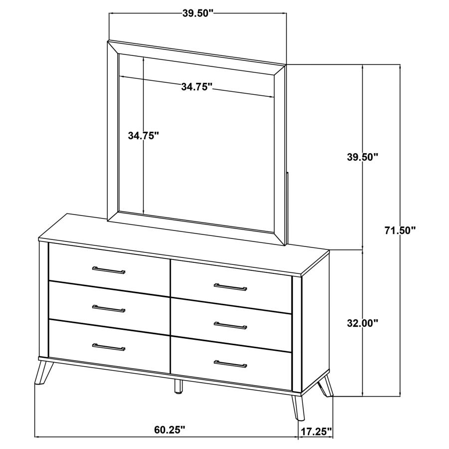 (image for) Kaywood 6-drawer Dresser and Mirror Natural Pine