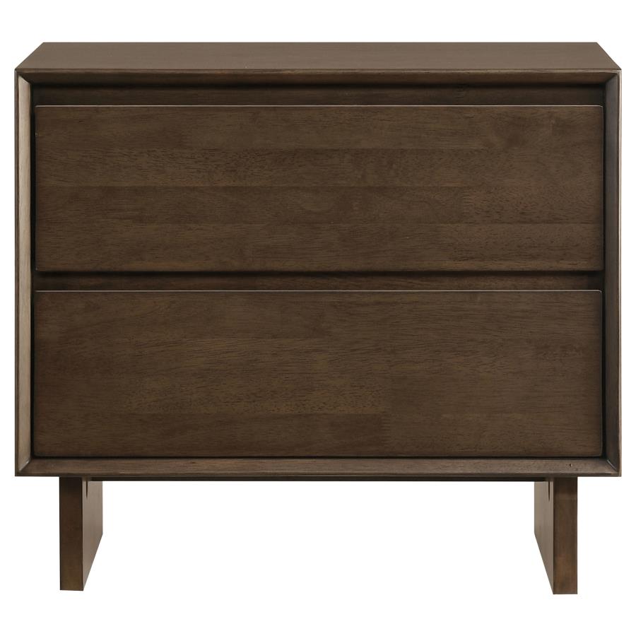 (image for) Glenwood 2-drawer Nightstand Bedside Table Warm Brown