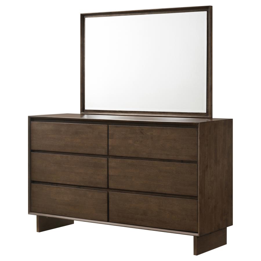 (image for) Glenwood 6-drawer Dresser and Mirror Warm Brown