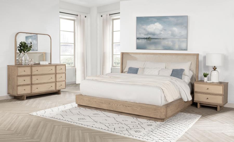 (image for) Kailani 4-piece Eastern King Bedroom Set Beige Oak - Click Image to Close