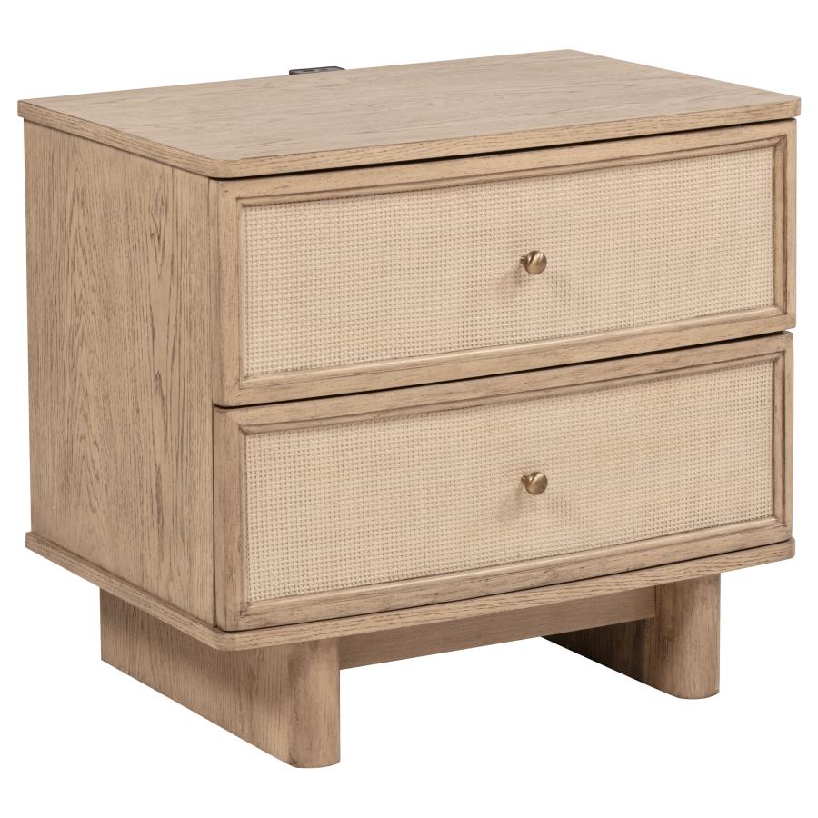 (image for) Kailani 2-drawer Nightstand Bedside Table Beige Oak