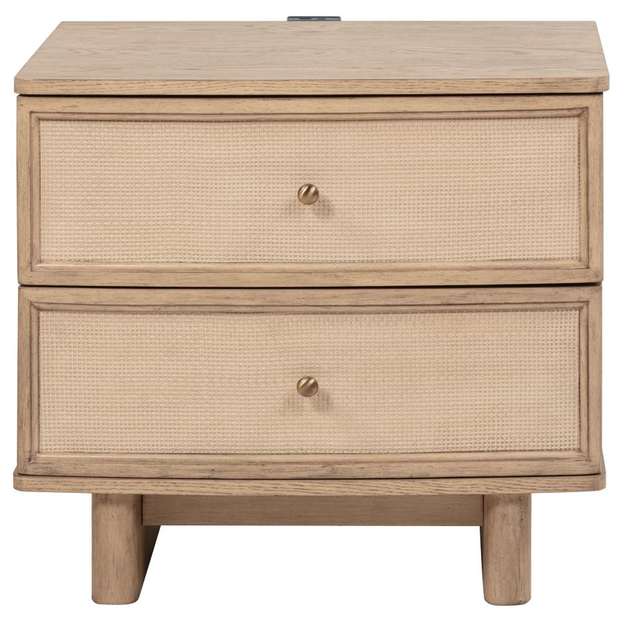 (image for) Kailani 2-drawer Nightstand Bedside Table Beige Oak