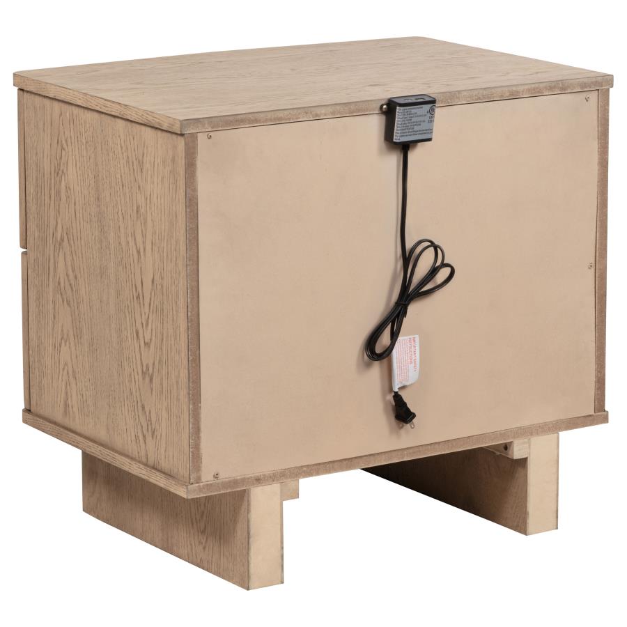 (image for) Kailani 2-drawer Nightstand Bedside Table Beige Oak