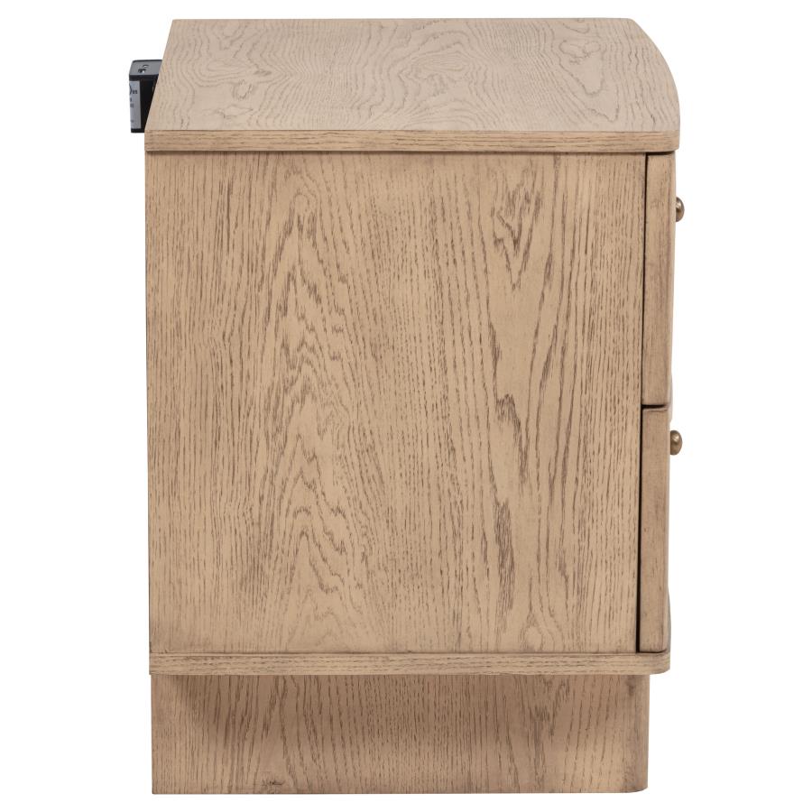 (image for) Kailani 2-drawer Nightstand Bedside Table Beige Oak