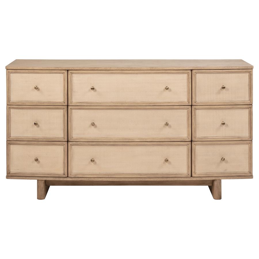 (image for) Kailani 9-drawer Dresser Cabinet Beige Oak