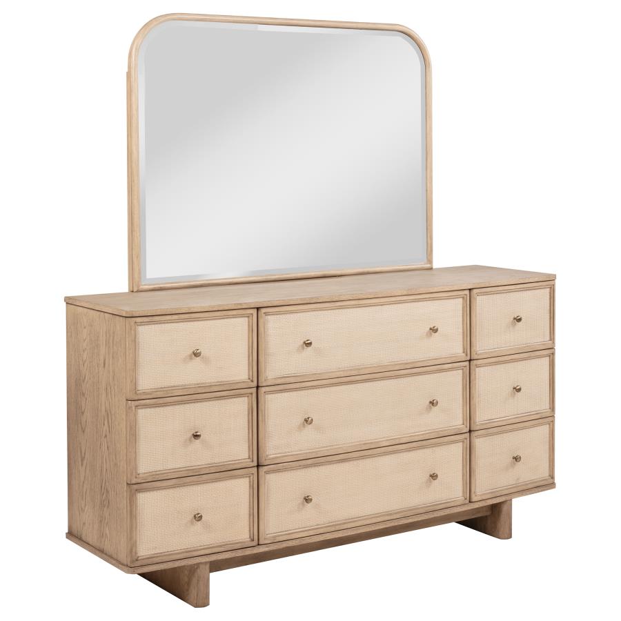 (image for) Kailani 9-drawer Dresser and Mirror Beige Oak - Click Image to Close