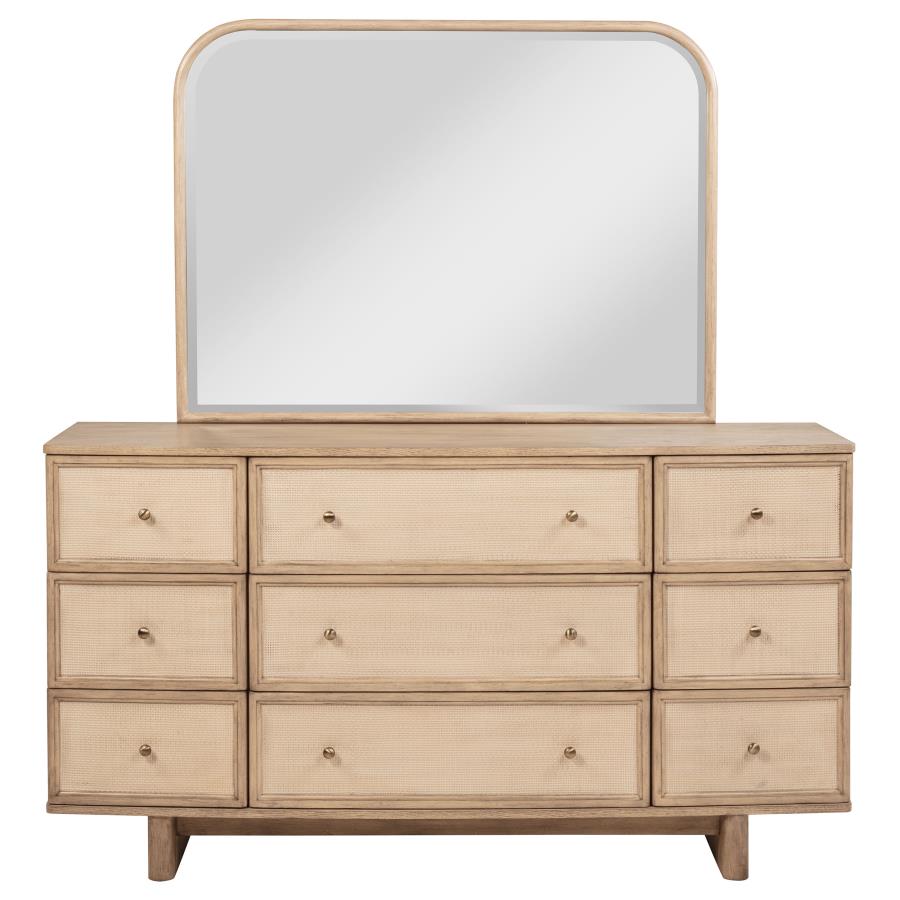 (image for) Kailani 9-drawer Dresser and Mirror Beige Oak