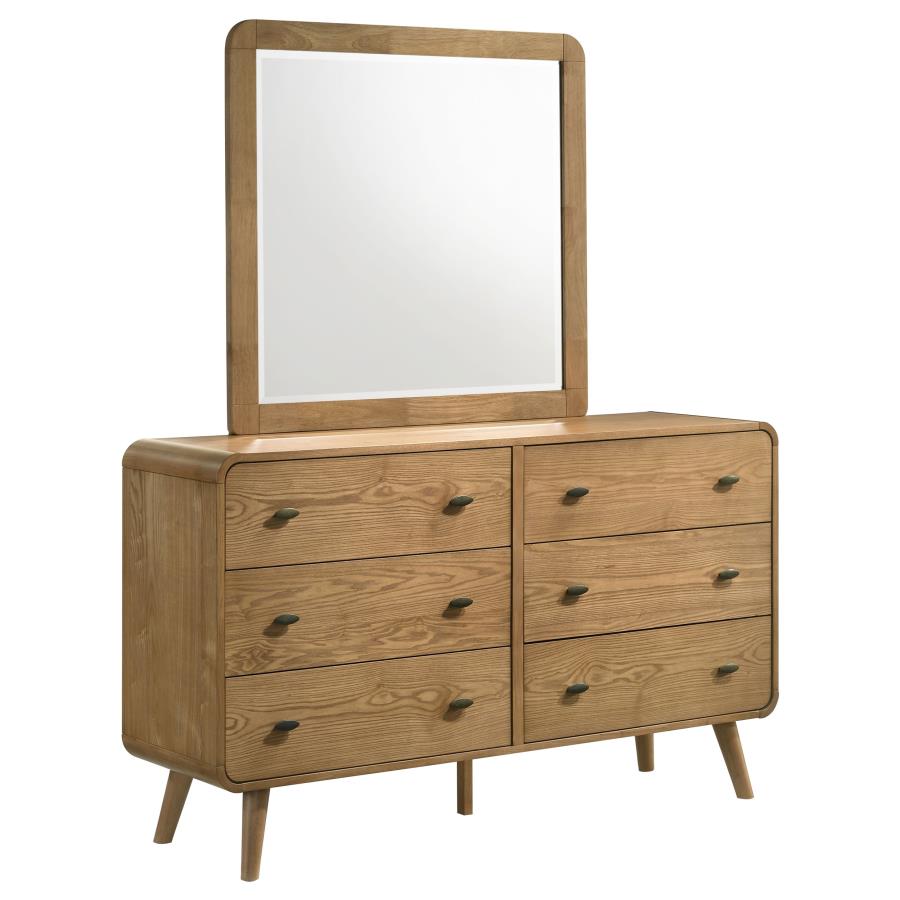 (image for) Robyn 6-drawer Bedroom Dresser and Mirror Light Ash