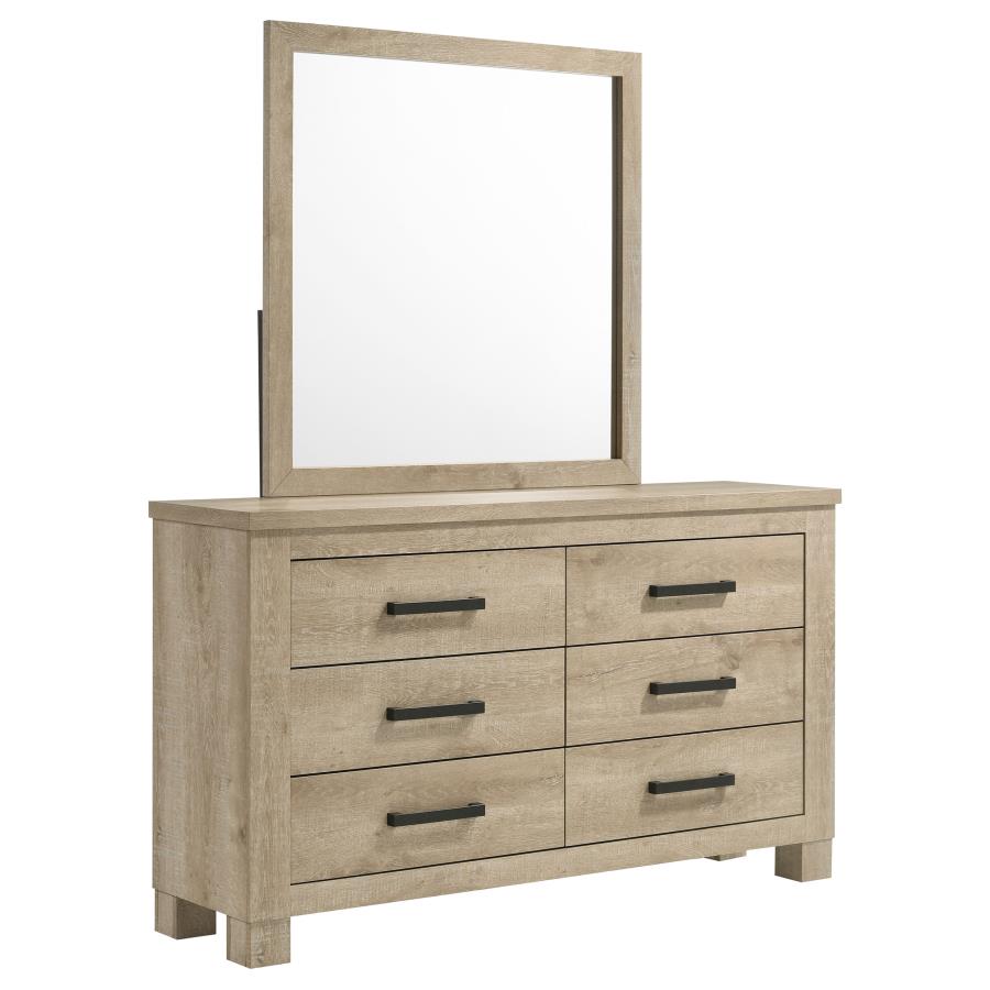 (image for) Oakglen 6-drawer Bedroom Dresser and Mirror Weathered Oak