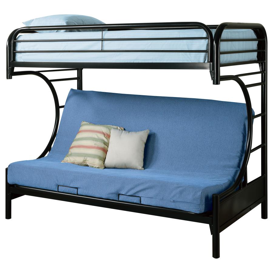 (image for) Montgomery Metal Twin Over Futon Bunk Bed Black - Click Image to Close