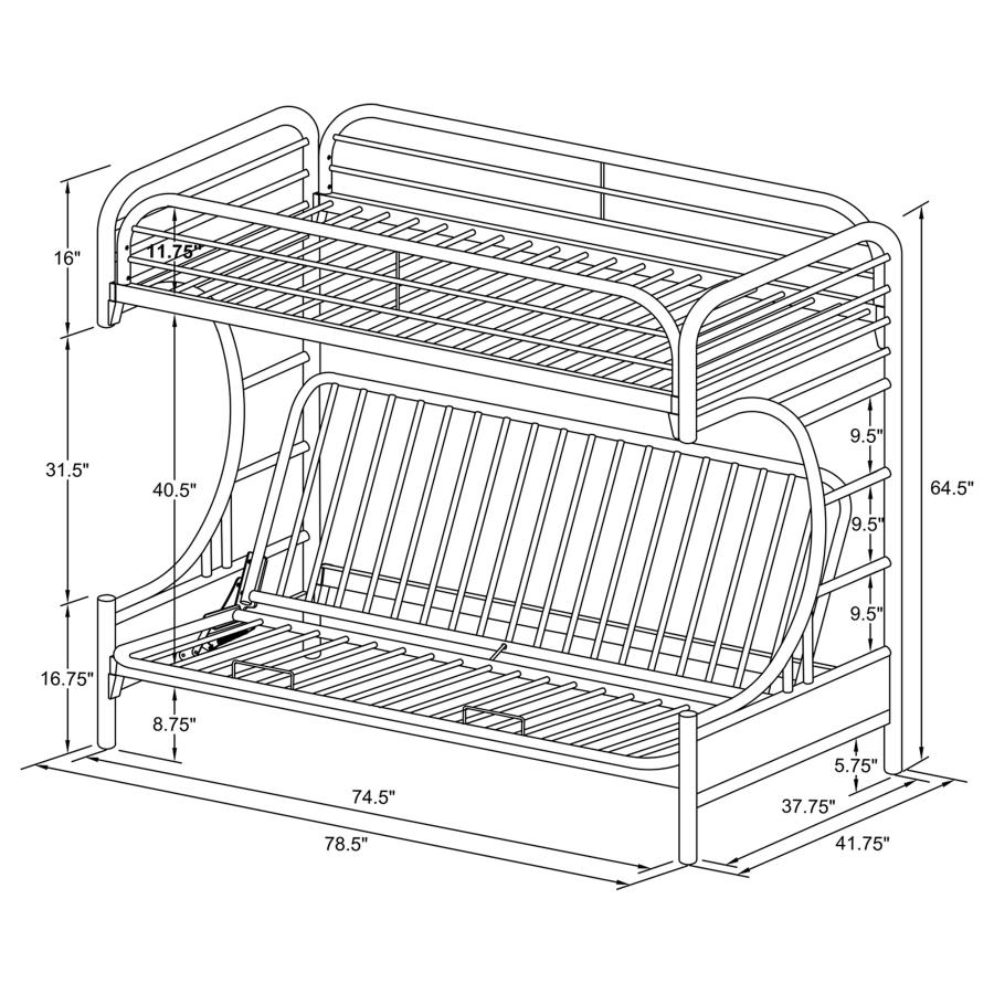 (image for) Montgomery Metal Twin Over Futon Bunk Bed Black