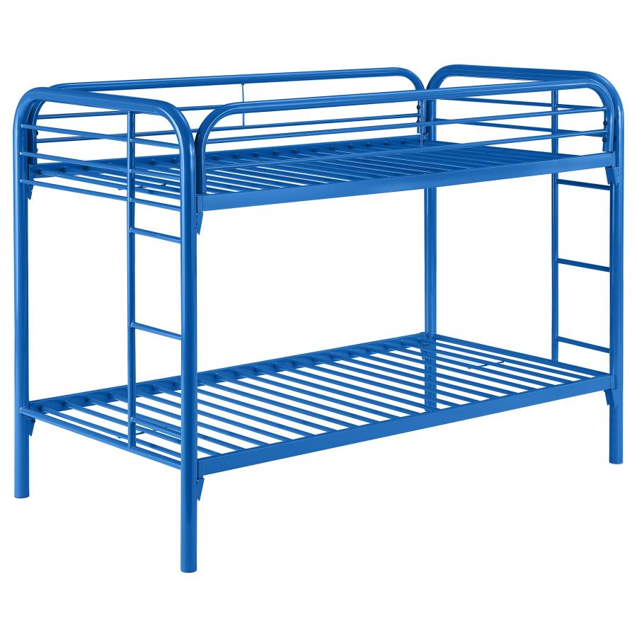 (image for) Morgan Metal Twin Over Twin Bunk Bed Blue - Click Image to Close