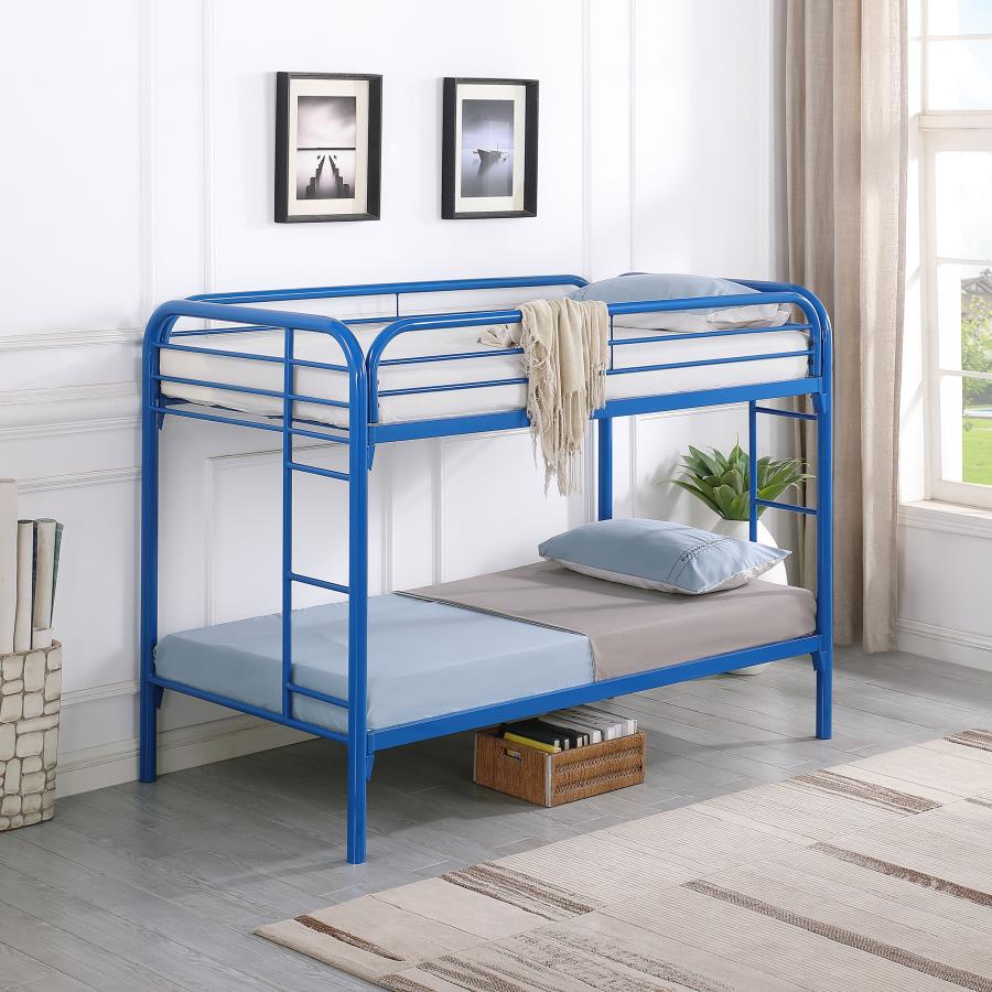 (image for) Morgan Metal Twin Over Twin Bunk Bed Blue