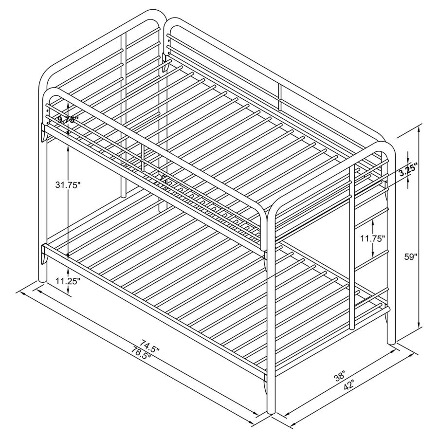 (image for) Morgan Metal Twin Over Twin Bunk Bed Black