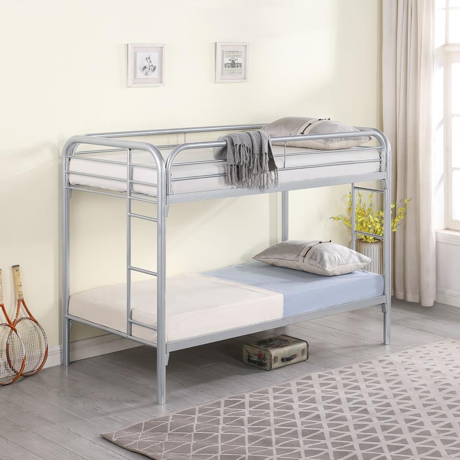 (image for) Morgan Metal Twin Over Twin Bunk Bed Silver