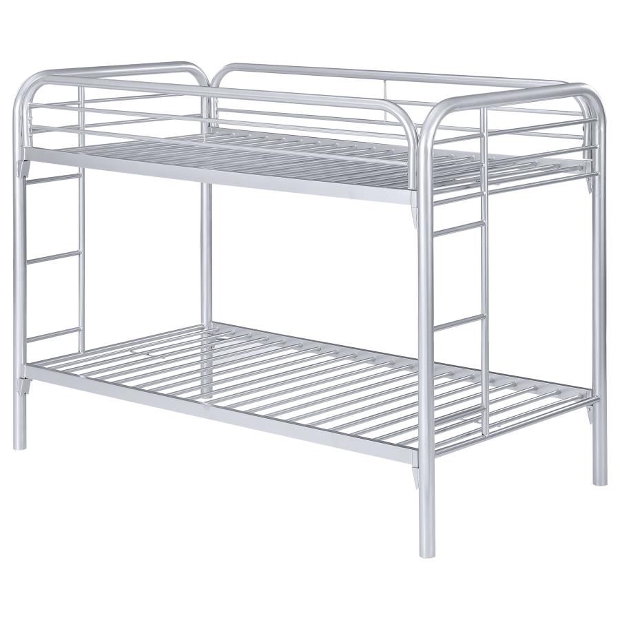 (image for) Morgan Metal Twin Over Twin Bunk Bed Silver