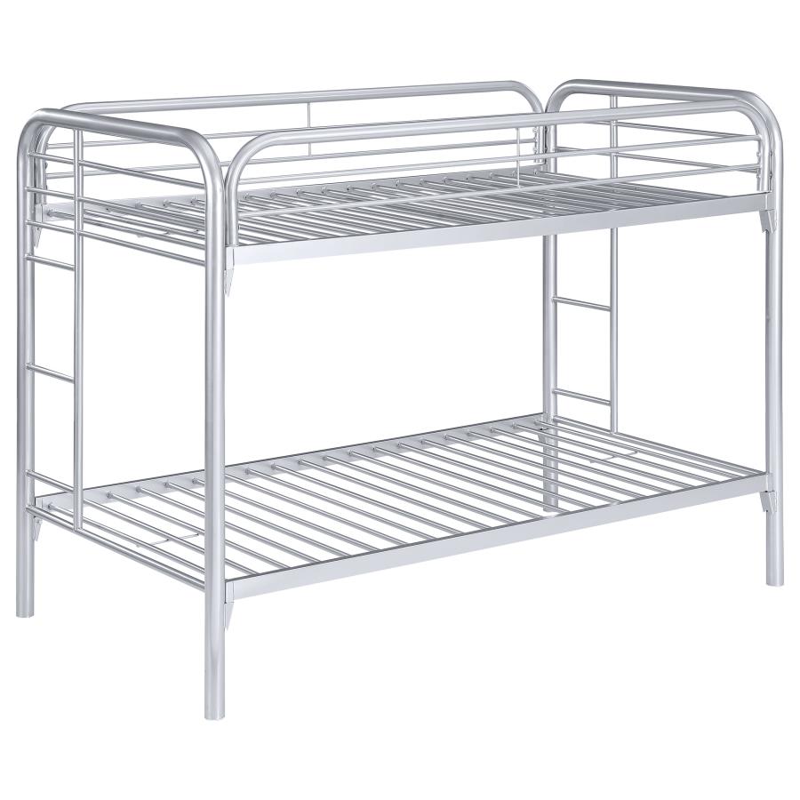 (image for) Morgan Metal Twin Over Twin Bunk Bed Silver