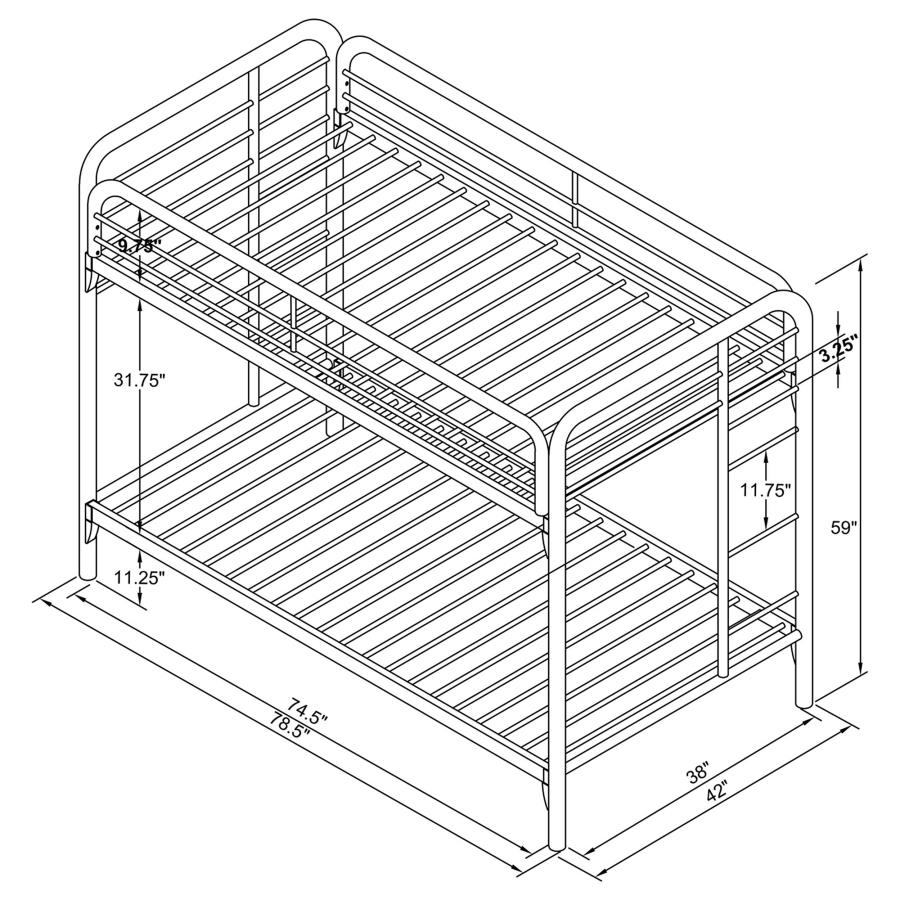 (image for) Morgan Metal Twin Over Twin Bunk Bed Silver