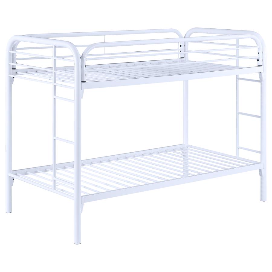 (image for) Morgan Metal Twin Over Twin Bunk Bed White - Click Image to Close