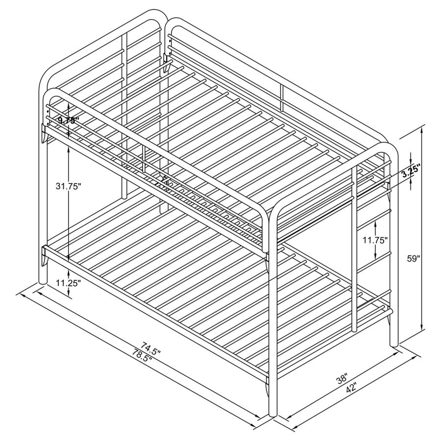 (image for) Morgan Metal Twin Over Twin Bunk Bed White