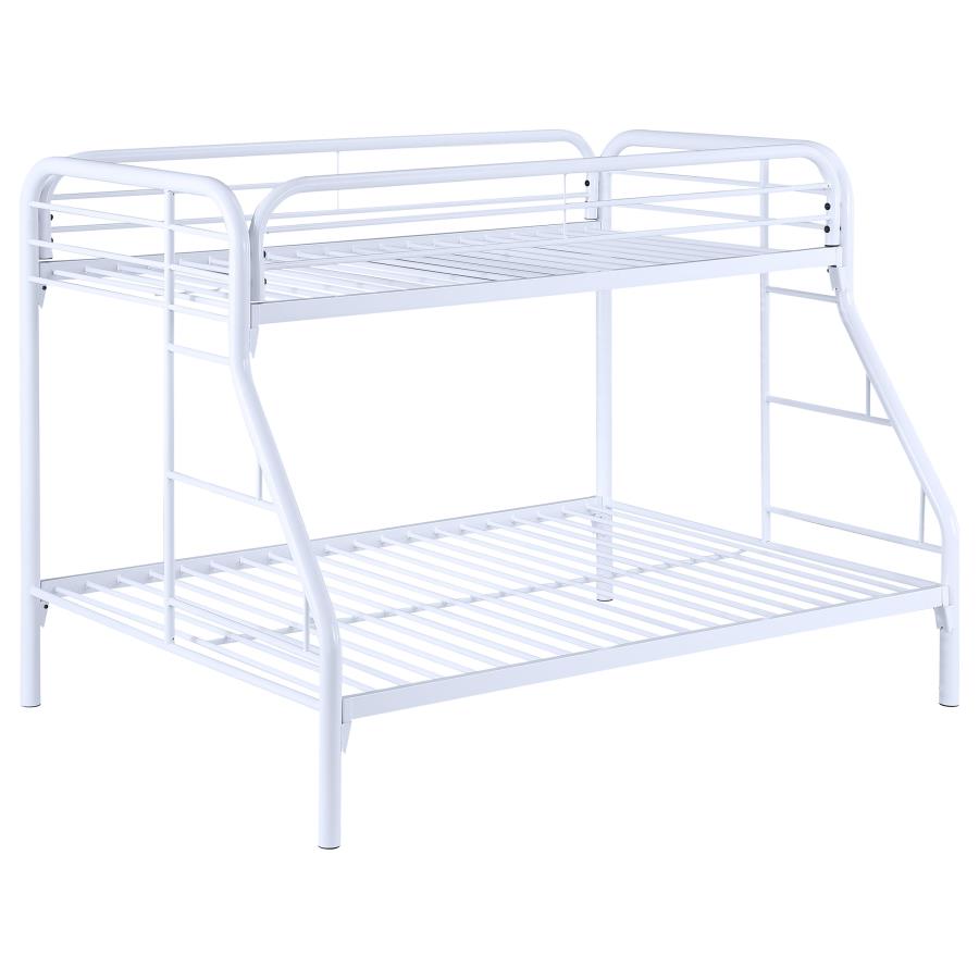 (image for) Morgan Metal Twin Over Full Bunk Bed White - Click Image to Close