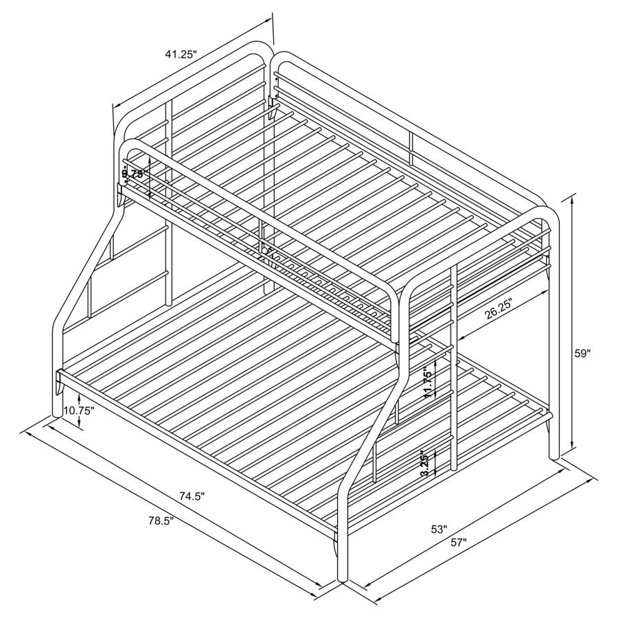 (image for) Morgan Metal Twin Over Full Bunk Bed White