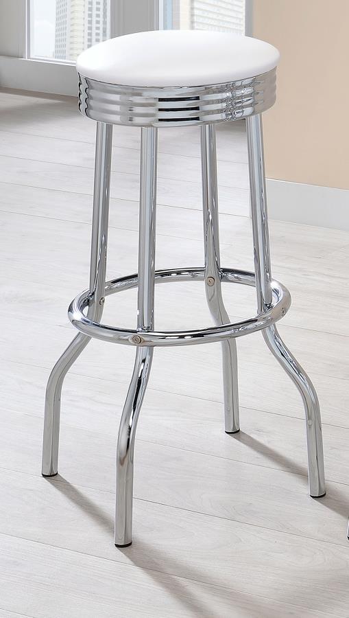 (image for) Retro Upholstered Metal Swivel Bar Stool White (Set of 2)