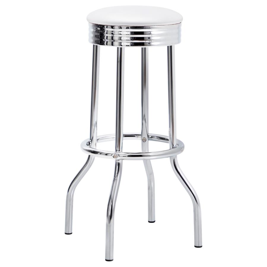 (image for) Retro Upholstered Metal Swivel Bar Stool White (Set of 2)