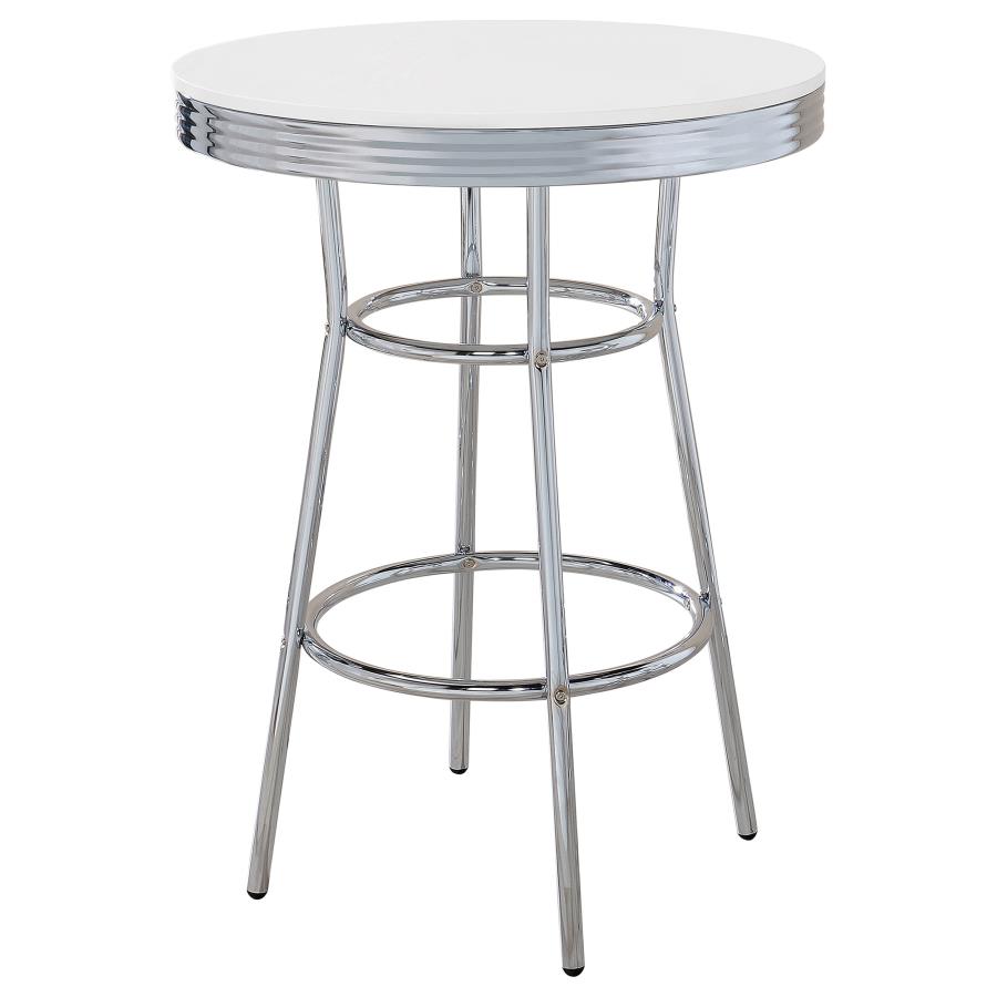 (image for) Retro 3-piece Round 1950s Bistro Pub Bar Table Set White