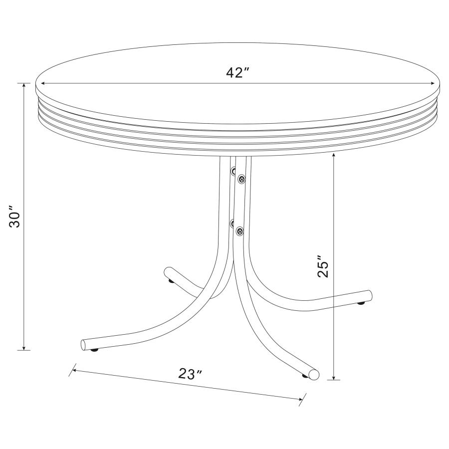 (image for) Retro Round 42-inch Wood Top Dining Table White and Chrome