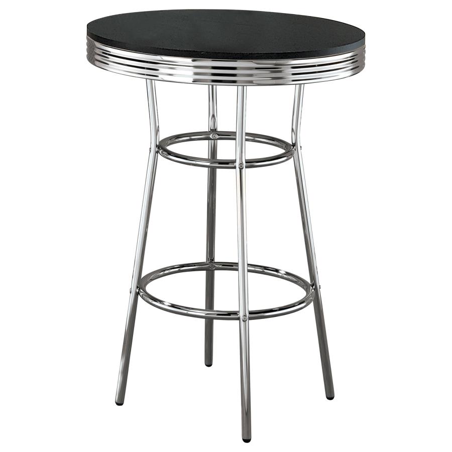 (image for) Retro 3-piece Round 1950s Bistro Pub Bar Table Set Black