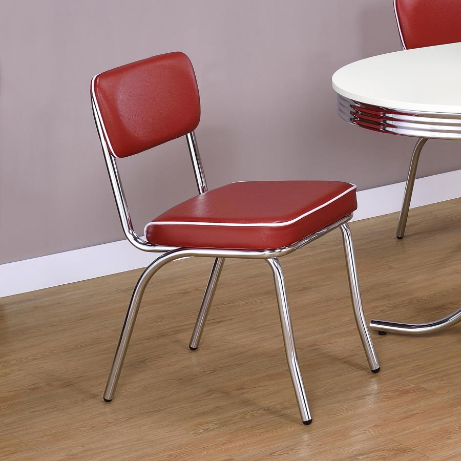 (image for) Retro Upholstered Dining Side Chair Red (Set of 2)