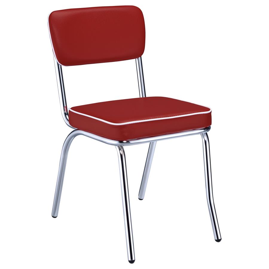 (image for) Retro Upholstered Dining Side Chair Red (Set of 2)