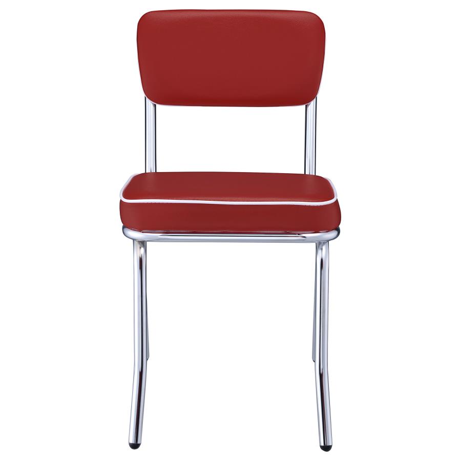 (image for) Retro Upholstered Dining Side Chair Red (Set of 2)