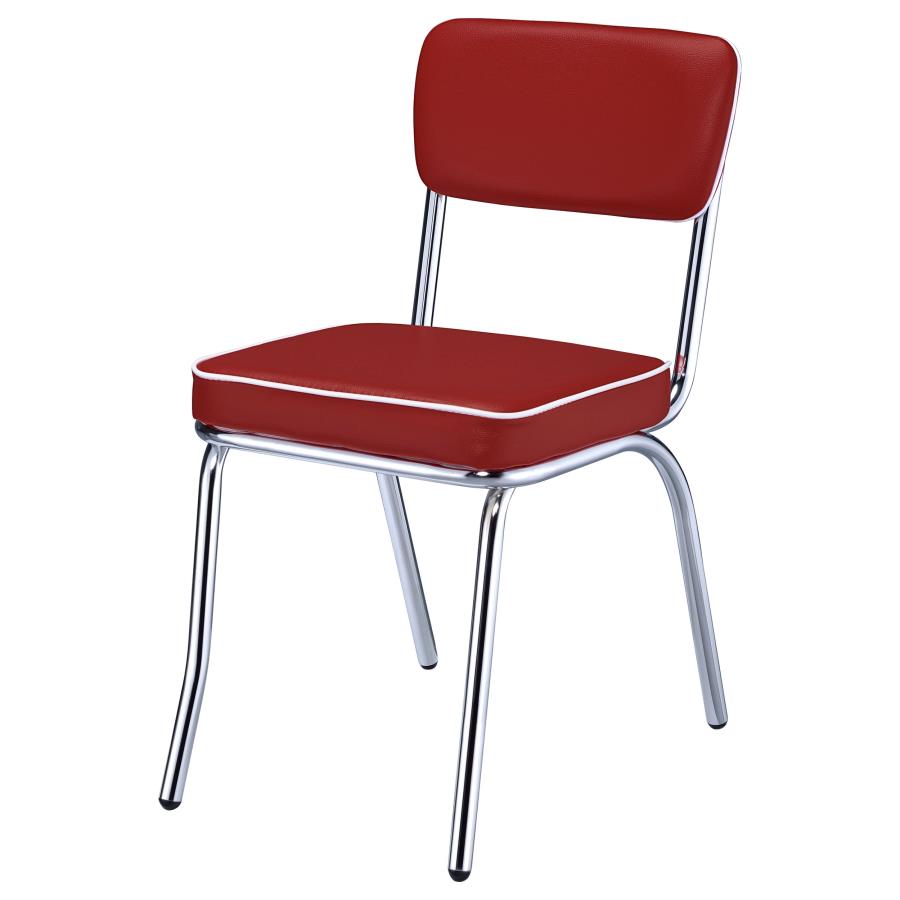 (image for) Retro Upholstered Dining Side Chair Red (Set of 2)