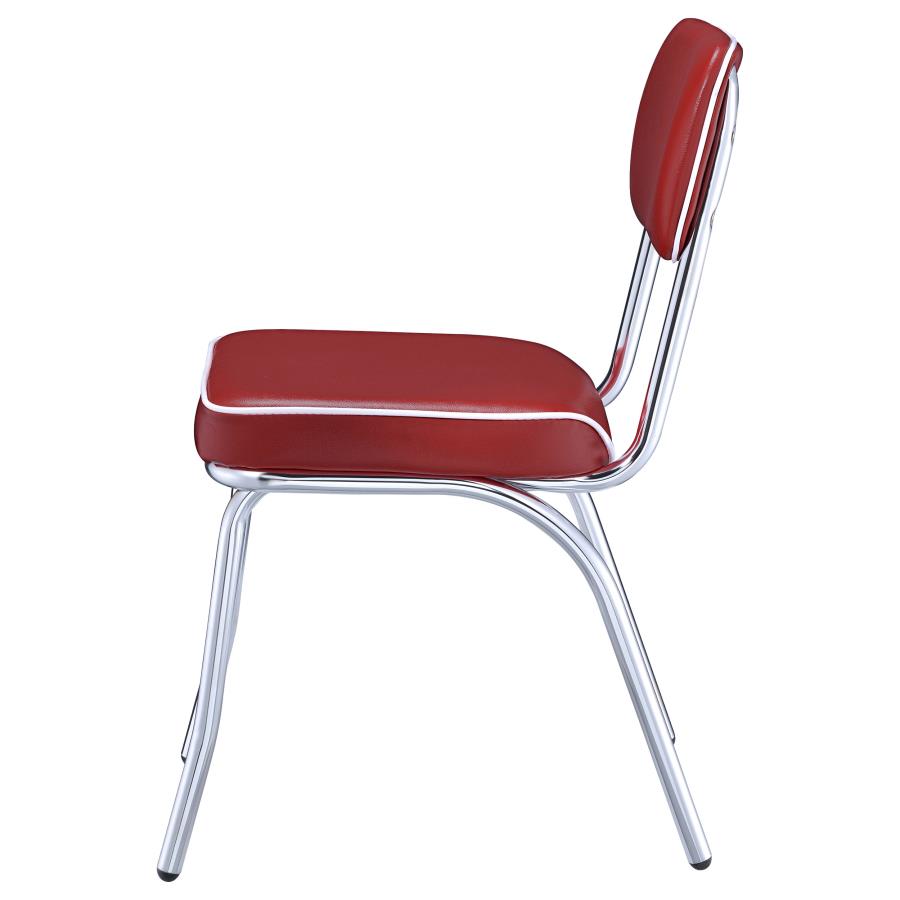 (image for) Retro Upholstered Dining Side Chair Red (Set of 2)