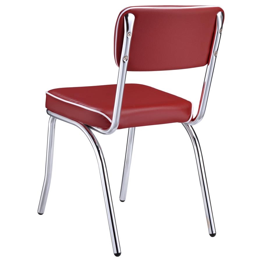 (image for) Retro Upholstered Dining Side Chair Red (Set of 2)