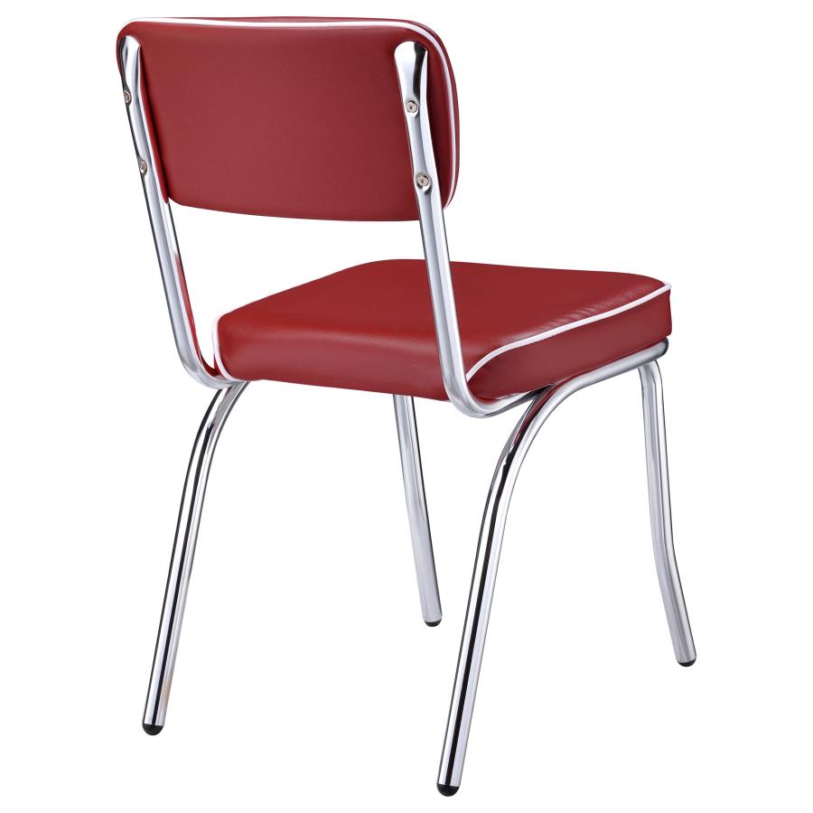 (image for) Retro Upholstered Dining Side Chair Red (Set of 2)