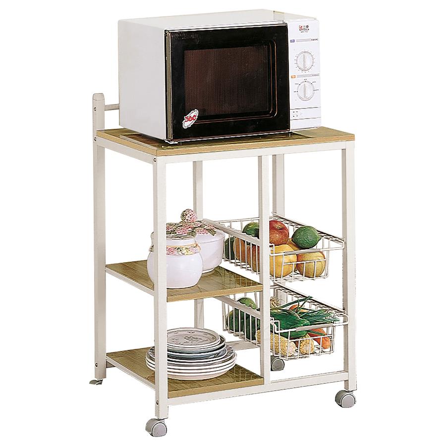 (image for) Kelvin 2-shelf Mobile Kitchen Cart Natural Brown and White - Click Image to Close