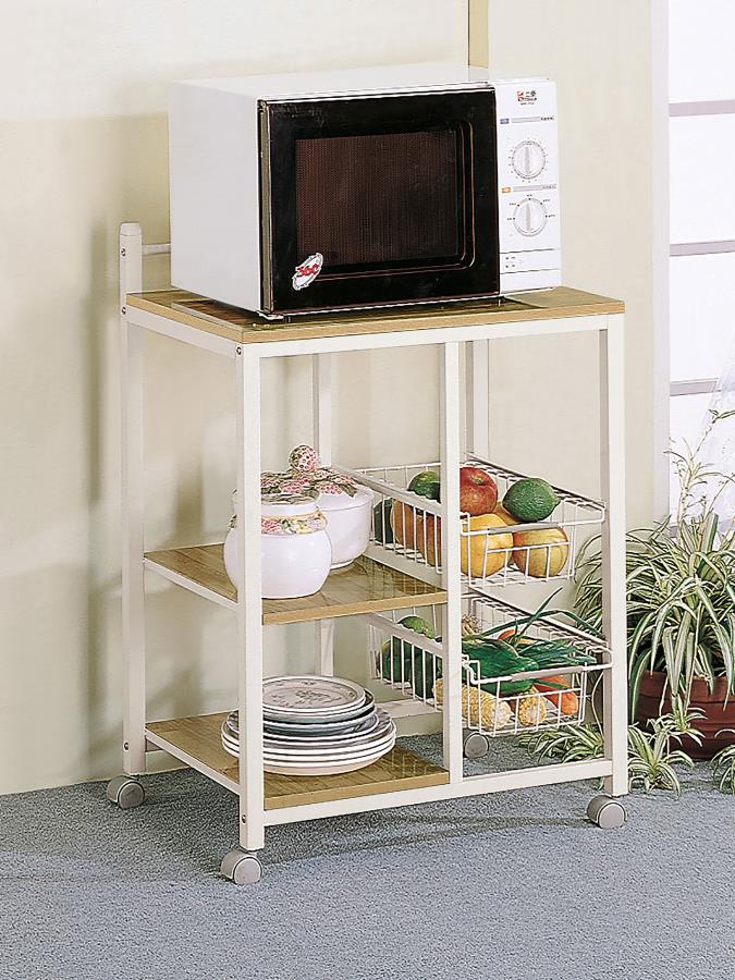 (image for) Kelvin 2-shelf Mobile Kitchen Cart Natural Brown and White