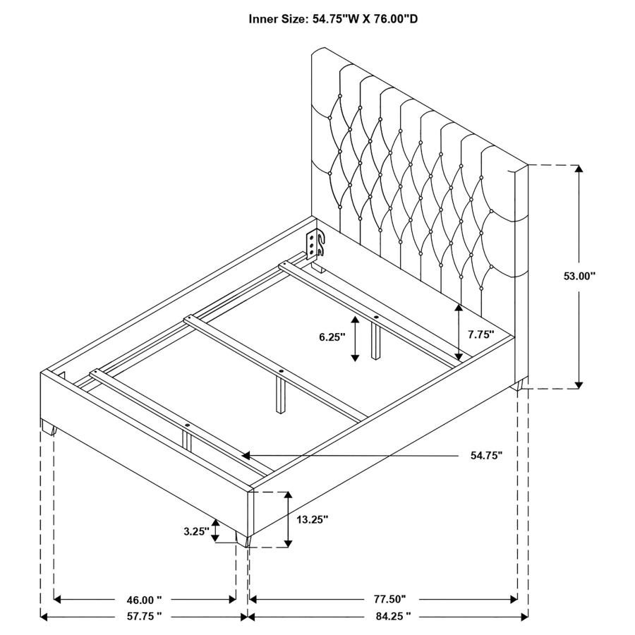 (image for) Chloe Upholstered Full Panel Bed Oatmeal