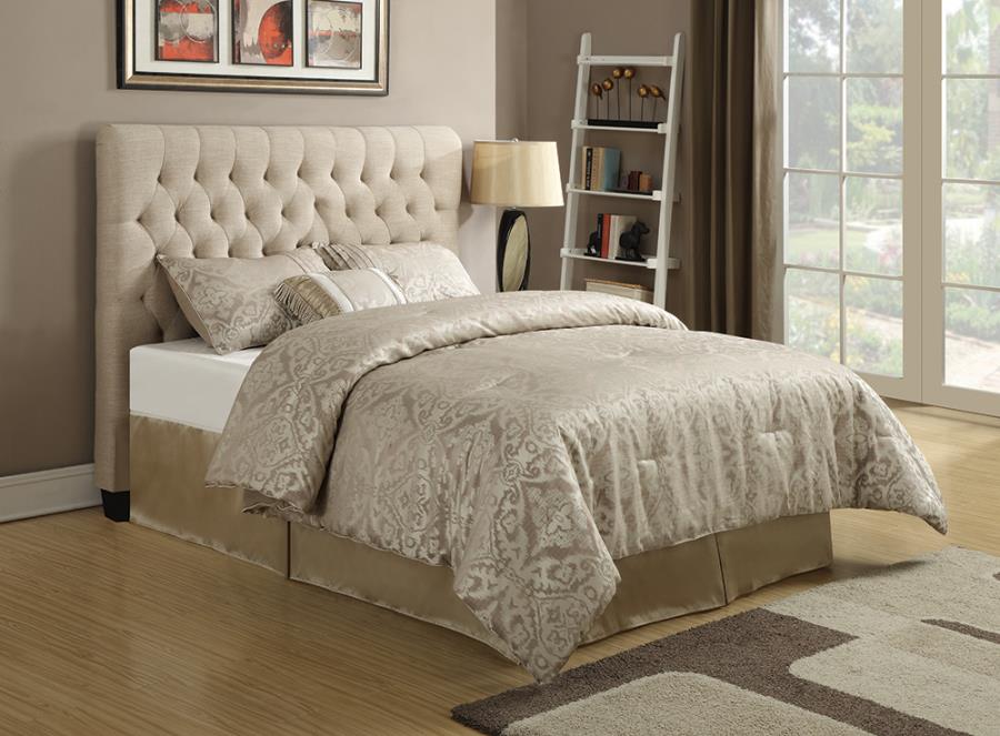 (image for) Chloe Upholstered Full Panel Headboard Oatmeal